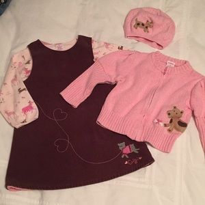 Gymboree NWT GIRLS BEST FRIEND Sweater Jumper Dress Dot Brown Light Blue 2 3
